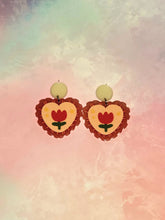 Load image into Gallery viewer, Heart Flower Earrings