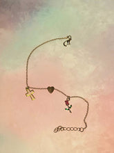 Load image into Gallery viewer, Gold Cross &amp; Rose Charm Anklet