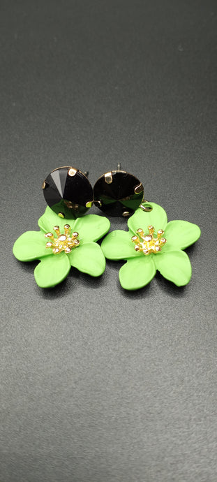 Mini Green Flower Stud Earrings