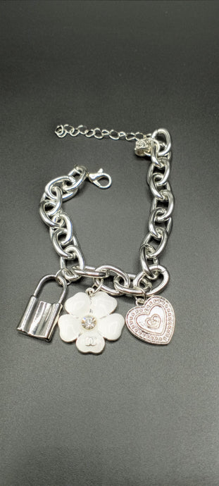 Silver 3 Charm Bracelet