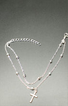 Load image into Gallery viewer, Silver Cross Ankle Bracelet