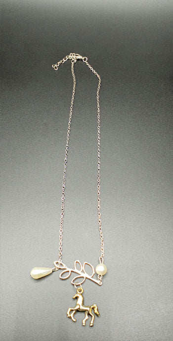 Long Rusted Silver Necklace