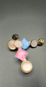 Two Set Gold/Multi Color Hair Clips