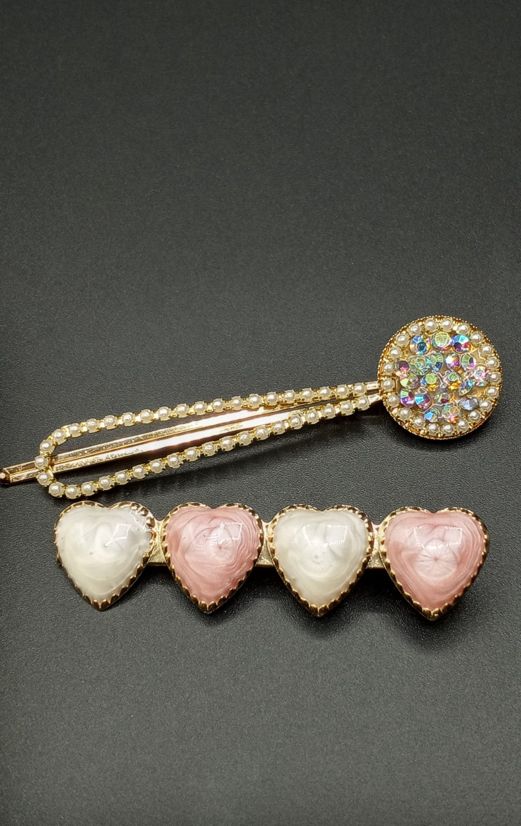 Two Set Gold/Multi Color Hair Clips