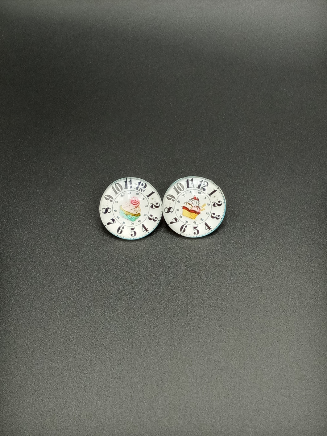 White Cupcake Glass Earrings