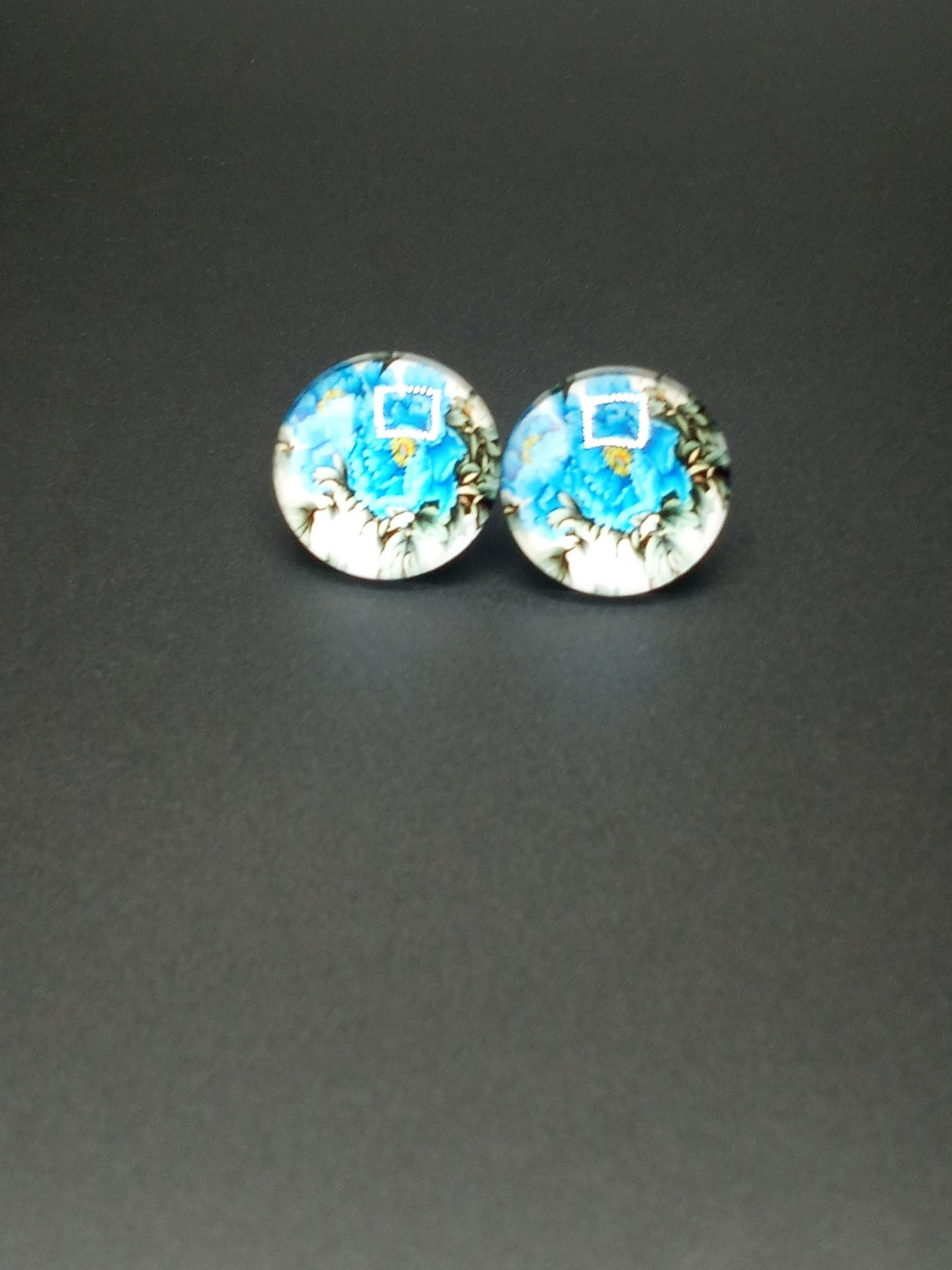 Large Flower Glass Stud Earrings