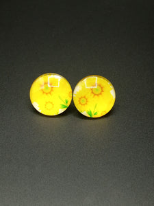 Large Flower Glass Stud Earrings