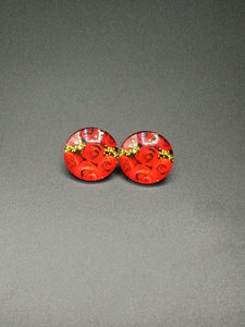 Large Rose Glass Stud Earrings