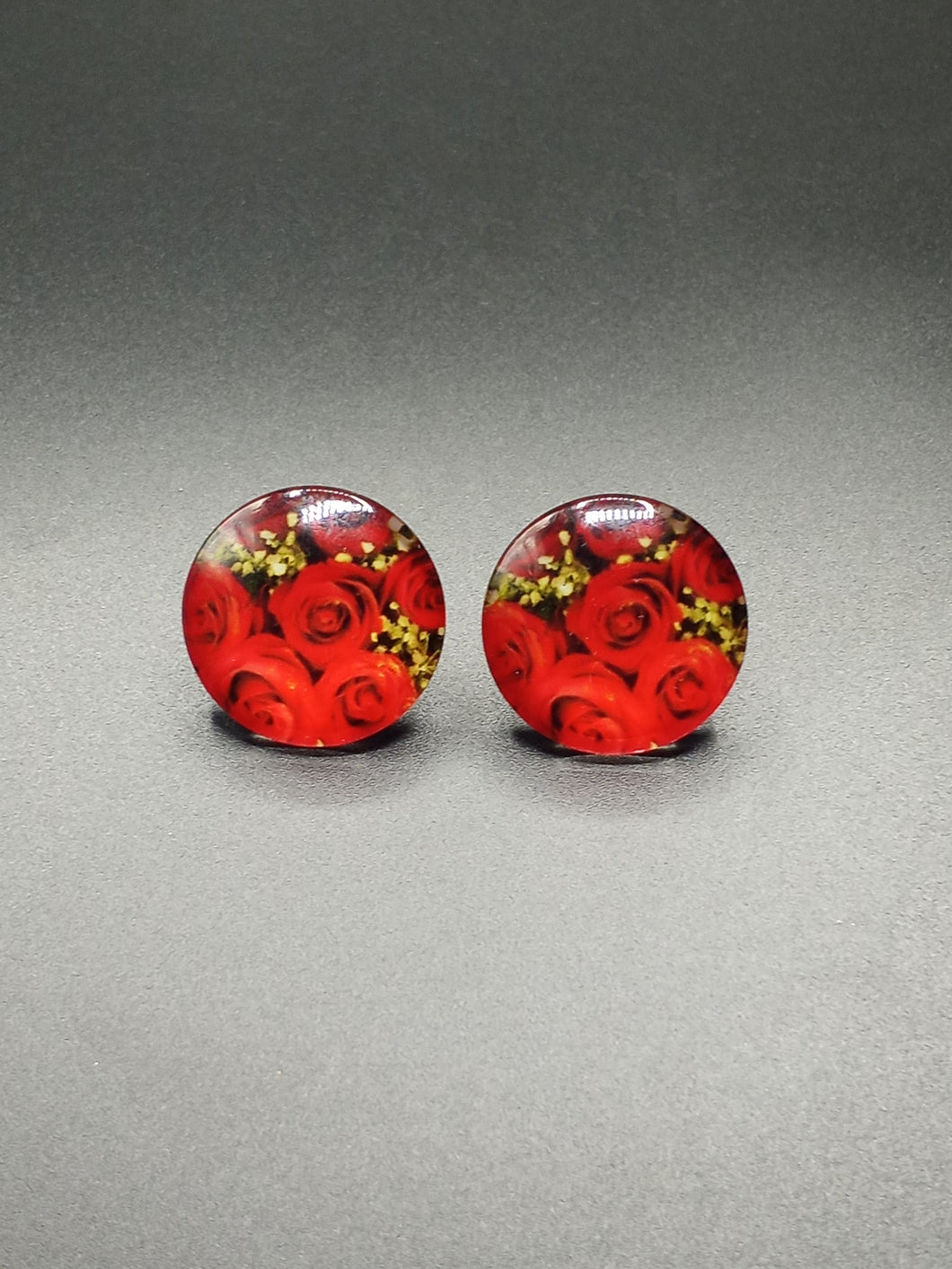 Large Rose Glass Stud Earrings