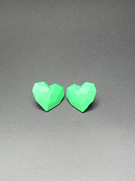 Green Heart Stud Earrings