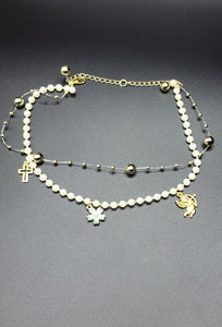 Pearl & Gold Charm Choker