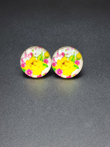 Large Glass Colorful Flower Earrings