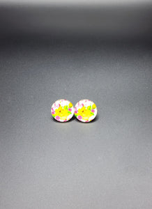 Large Glass Colorful Flower Earrings