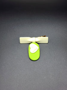 Green & White Luv Hair Clips