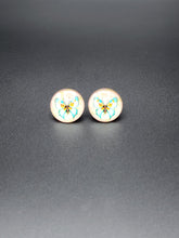 Load image into Gallery viewer, Pink &amp; Blue Butterfly Glass Stud Earrings