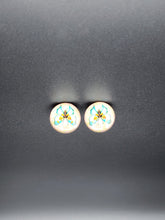 Load image into Gallery viewer, Pink &amp; Blue Butterfly Glass Stud Earrings