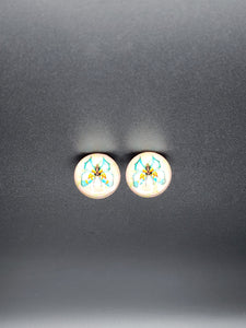 Pink & Blue Butterfly Glass Stud Earrings