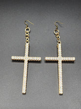 Load image into Gallery viewer, Gold Cross Earrings