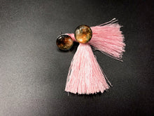 Load image into Gallery viewer, Pink Glass Silk Tassel Earrings