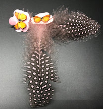 Load image into Gallery viewer, Pink Butterfly Chiffon Feather Earrings