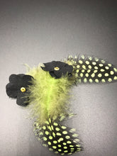 Load image into Gallery viewer, Black and Green Chiffon Feather Earrings