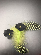 Load image into Gallery viewer, Black and Green Chiffon Feather Earrings