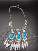 Load image into Gallery viewer, Silver and Turquoise Chain Necklace