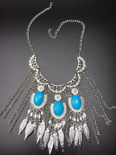 Load image into Gallery viewer, Silver and Turquoise Chain Necklace