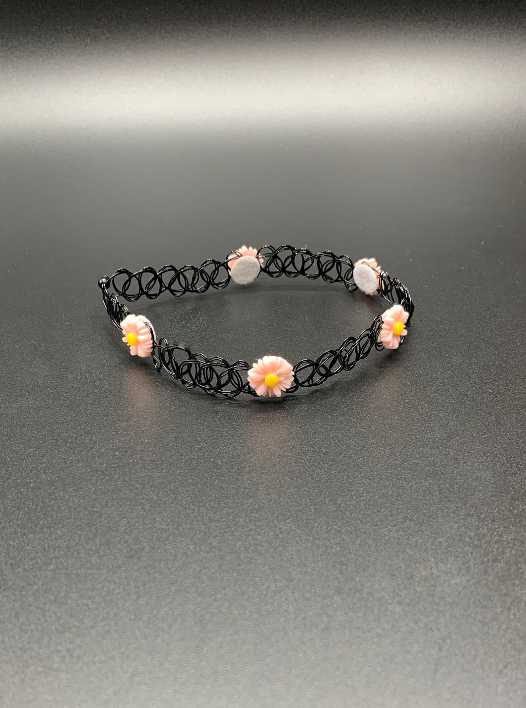 Pink & Black Flower Choker