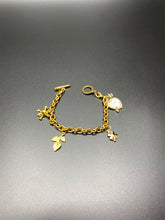 Load image into Gallery viewer, Gold 4 Charm Link Bracelet
