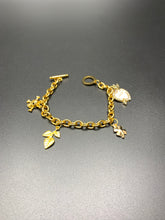 Load image into Gallery viewer, Gold 4 Charm Link Bracelet