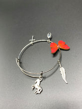 Load image into Gallery viewer, Silver &amp; Red Charm Bracelet