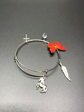 Load image into Gallery viewer, Silver &amp; Red Charm Bracelet