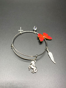 Silver & Red Charm Bracelet