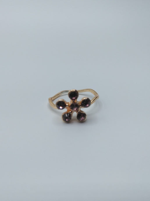 Flower Gold Plated Mid Finger Ring