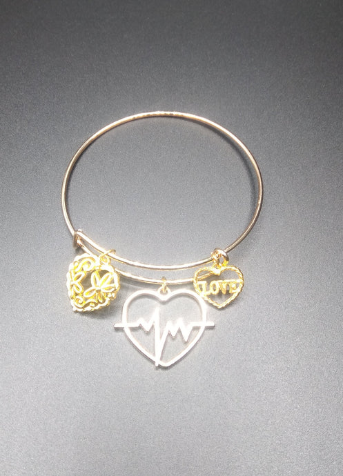 Gold Heart Charm Bracelet